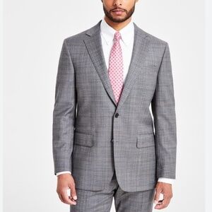 Paoletti Firenzi x Marzotto Men’s Blazer Plaid 2 buttons Gray Wool Sz 42R
